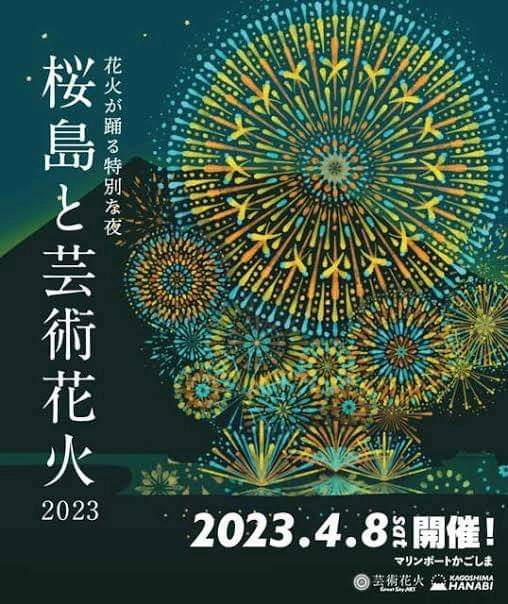 桜島と芸術花火2023